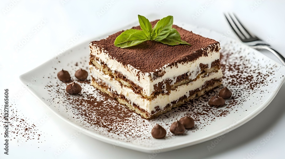 Tiramisu Dessert Composition with a plate Tiramisu Dessert Composition with a plate