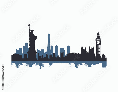 Urban Skyline Silhouette Vector Template