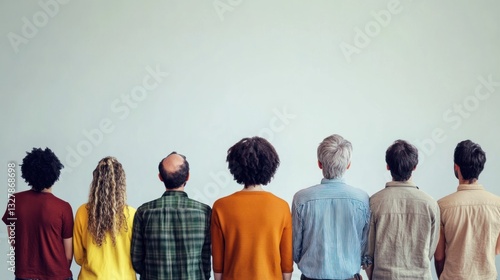Diverse Group of People Observing, Back View, Unity Concept