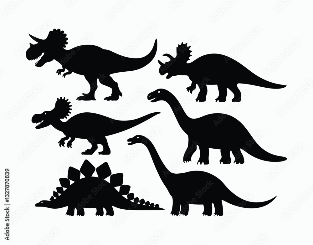 Naklejka premium Simple Dinosaur Silhouette Vector Template Design