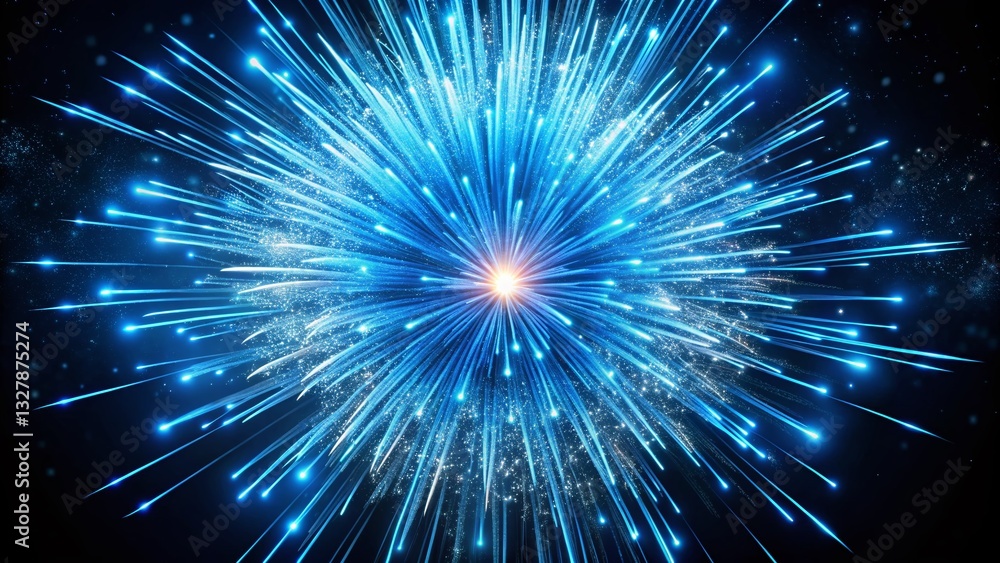 Fototapeta premium Isolated Blue Firework Explosion, White Background - High-Resolution Stock Photo