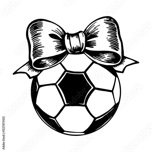 soccer ball with a bow sketch