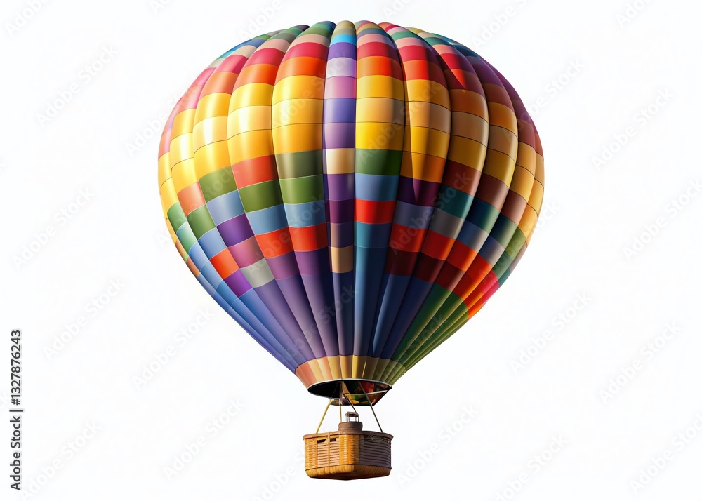 Fototapeta premium Isolated Hot Air Balloon, Aerial View, High-Resolution Stock Photo