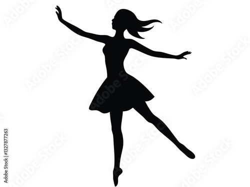 Dancing girl silhouette vector