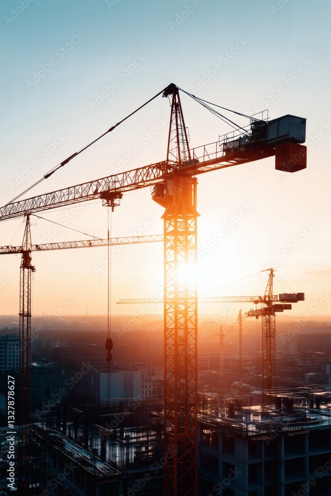 Cranes dot the skyline at construction site Cranes dot the skyline at construction site