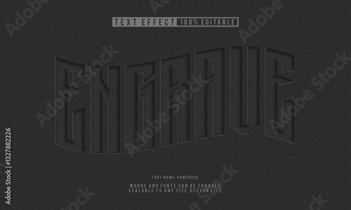 Editable engraved black leather text effect with elegant simplicity. Ideal for sophisticated branding and design projects.