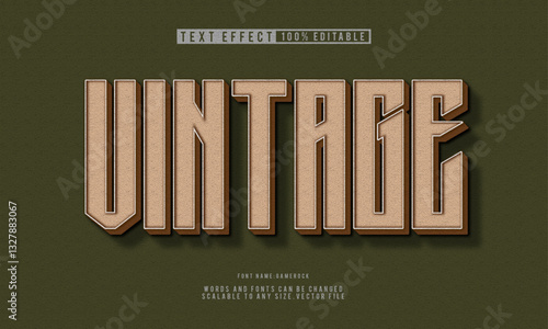 Editable vintage text effect template with a classic retro style. Ideal for nostalgic designs and branding projects.