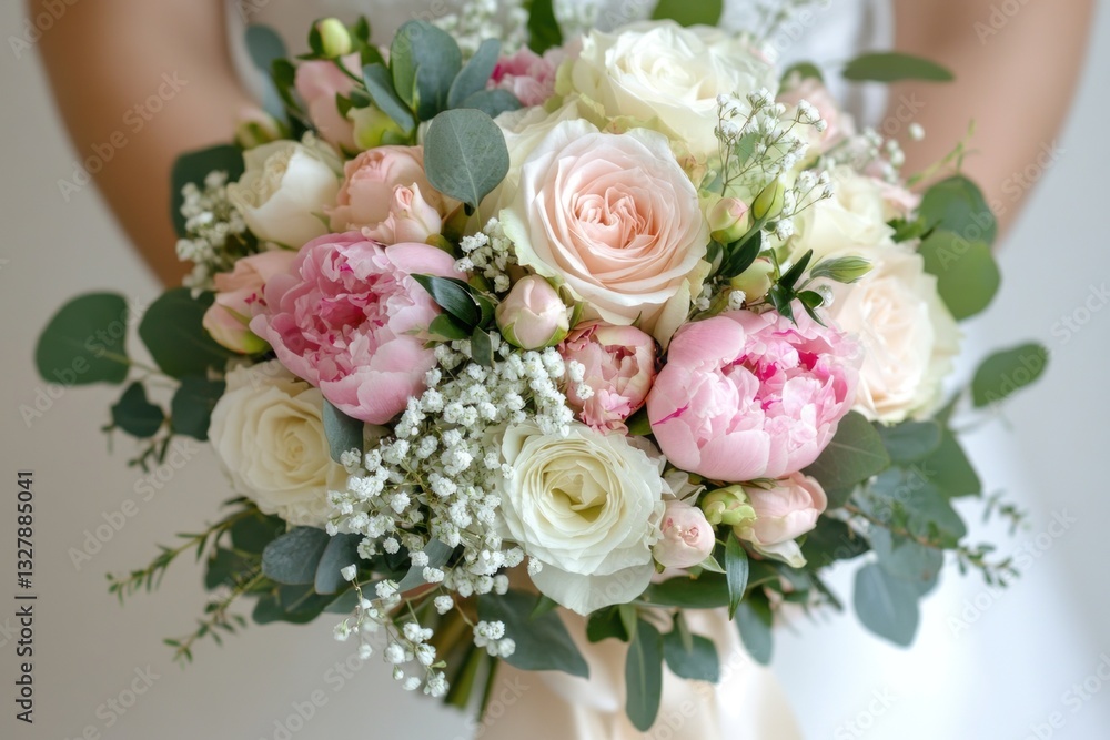 Hand hold bunch of flowers. Hand hold bunch of flowers.