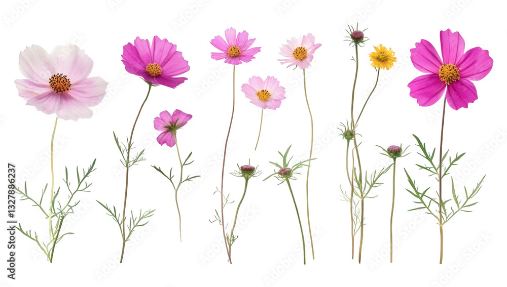 various flowers displayed vertically against a white background showcasing their colors and delicate features the arrangement emphasizes the beauty of nature various flowers displayed vertically against a white background showcasing their colors and delicate features the arrangement emphasizes the beauty of nature