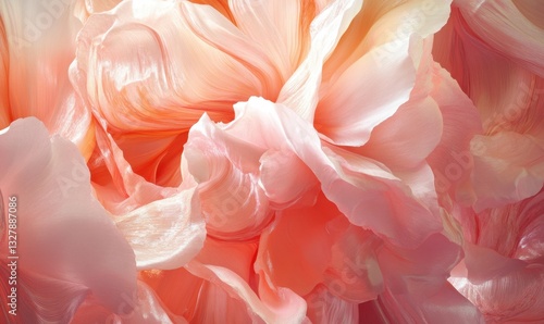 Abstract swirling peach and pink fabric folds background design for beauty product