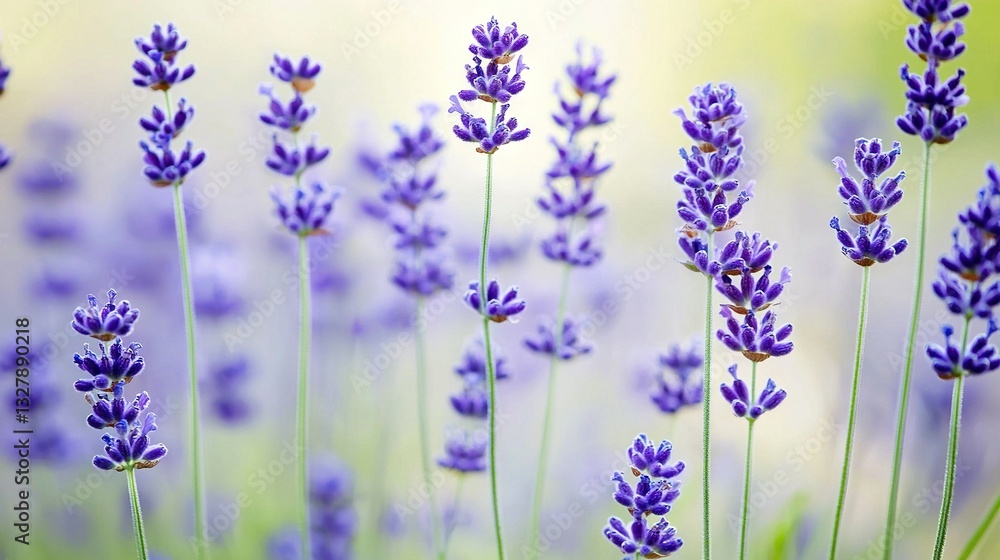 Obraz premium A close-up of several flowers with prominent purple ones in the foreground and a slightly blurred background of similar shades