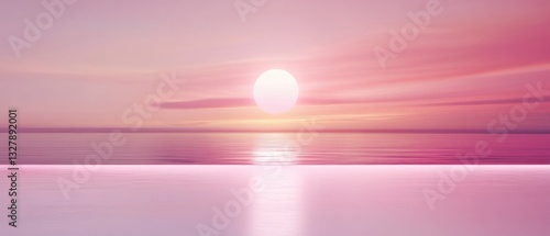 Tableau sur toile Pink Sunset over Calm Ocean: Serene Seascape at Dawn