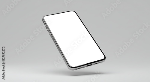 Floating Smartphone Mockup with Blank Screen on Transparent Background