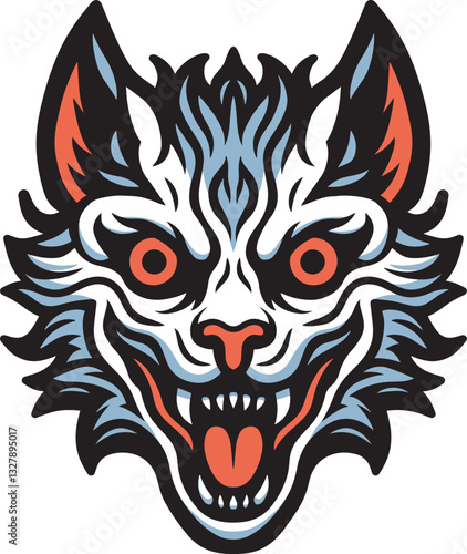 feral4 (20250Beast feral head cartoon vector illustration 311074412).eps