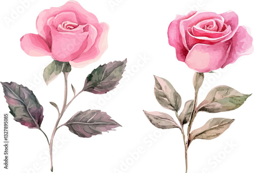 Floral Watercolor Pink Rose Art - Beautiful Hand-Painted Flower Design