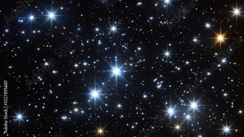 Cosmic Starfield: Vibrant Blue And White Stars In Dark Space