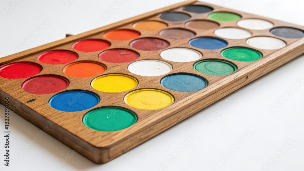 Naklejka premium Watercolor Paint Set on White Background