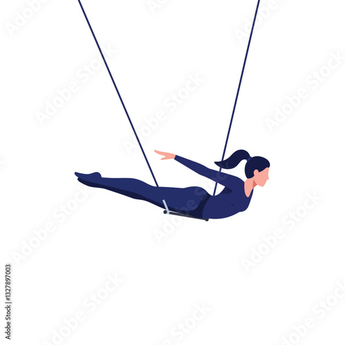 Acrobat performing a graceful mid-air maneuver in flat vector art