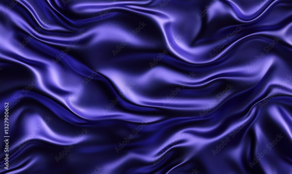 Fototapeta premium Flowing dark blue silk fabric background for luxury design