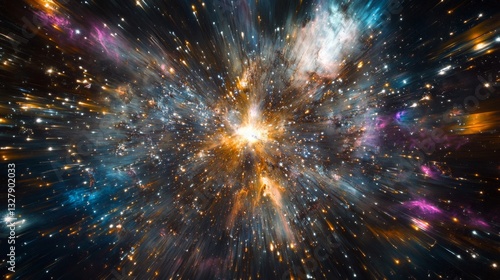 Wallpaper Mural Cosmic Explosion: Vibrant Nebula with Starburst and Dynamic Light Effects Torontodigital.ca