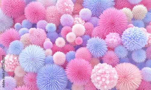 Fluffy pink & blue spheres background, ideal for beauty or fashion projects