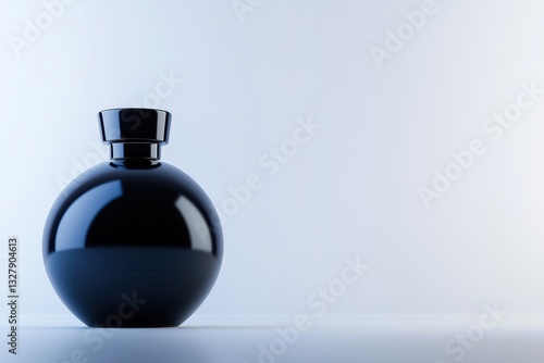 Minimalist Travel Fragrance Bottle Elegant Glass Design with Matte Black Cap on White Background