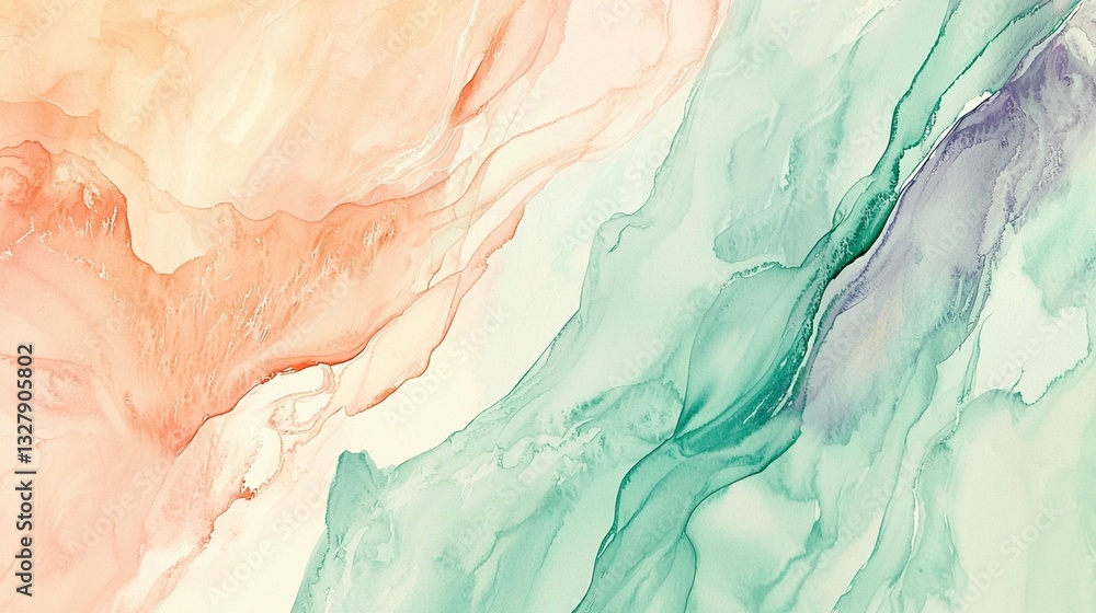 custom made wallpaper toronto digitalAbstract art with flowing peach and teal colors.