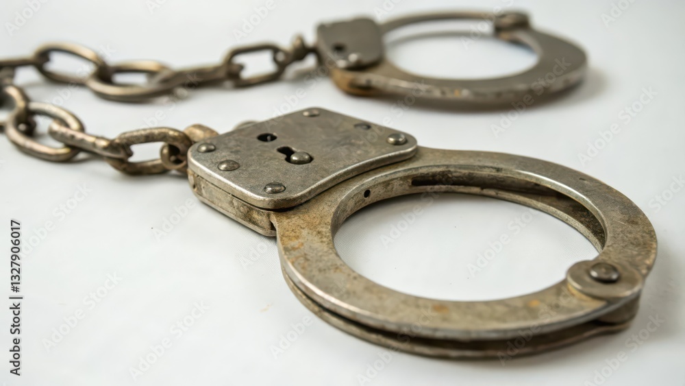 Metal Handcuffs on White Background Metal Handcuffs on White Background