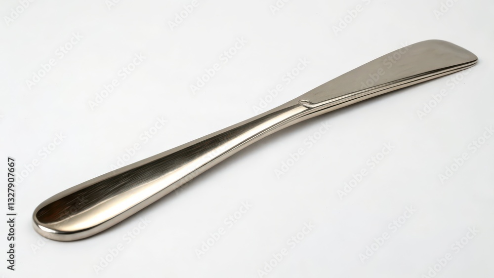 Butter Knife, Stainless Steel, White Background
