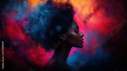 Woman with vibrant, colorful smoky hair