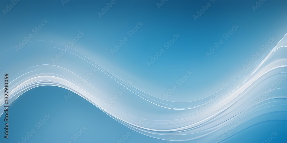 Fototapeta premium Abstract minimalist wavy background in cool blue tones. Soft, muted tones of cerulean blue and icy silver, layered translucently to create a minimalist abstract background,curve, shiny, abstract,61