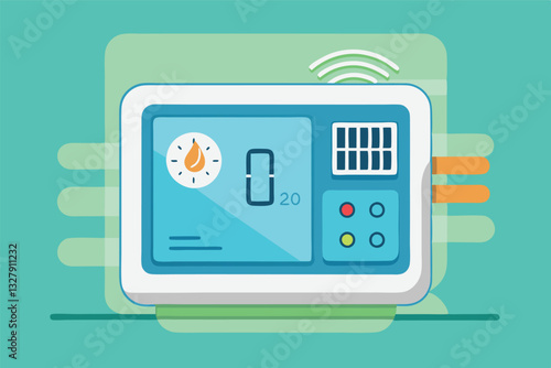 Digital thermostat control panel displaying temperature settings and icons in a modern design for home climate management