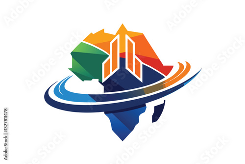 Vector illustration of a colorful Africa map design incorporating technology and modernity, representing innovation and growth in the continent