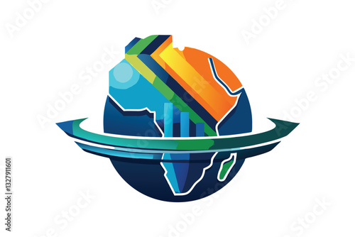 Vector illustration of a colorful Africa map design incorporating technology and modernity, representing innovation and growth in the continent