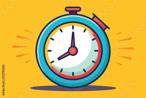 Vector illustration of a stopwatch with motion lines representing speed and urgency in a bright blue background