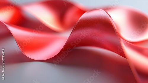 Beautiful red silk ribbon flowing in graceful and elegant curves