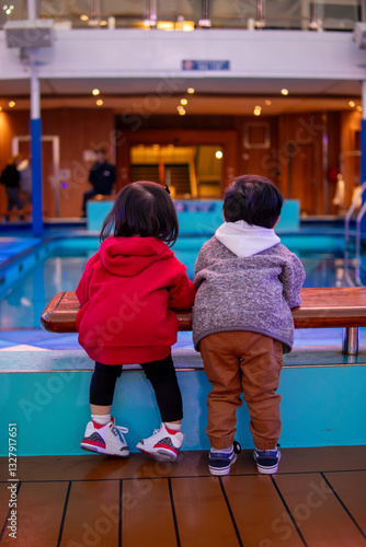 children playing in the pool