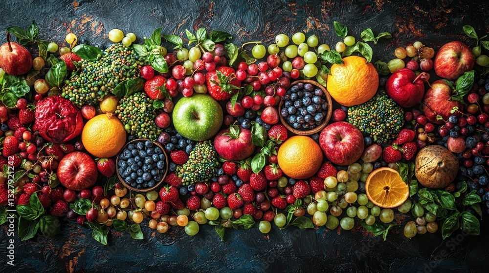 Vibrant assortment of fresh fruits and berries. Vibrant assortment of fresh fruits and berries.