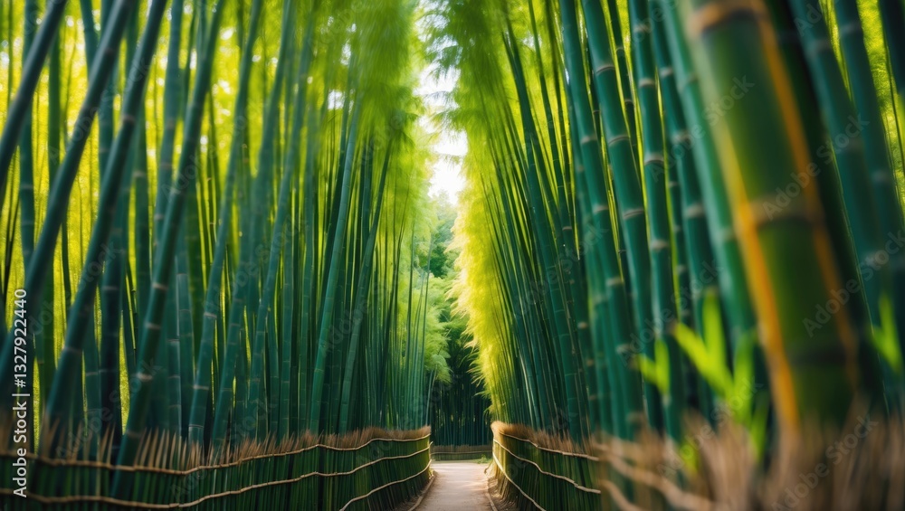 Fototapeta premium Blurred visuals of a bamboo forest. Bamboo Background.