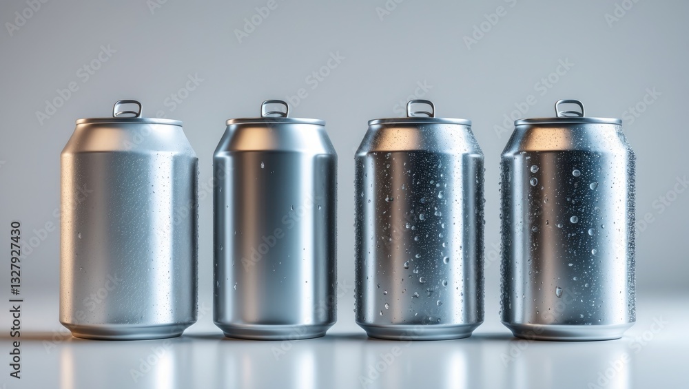 Set of aluminum cans separated from background on white Set of aluminum cans separated from background on white