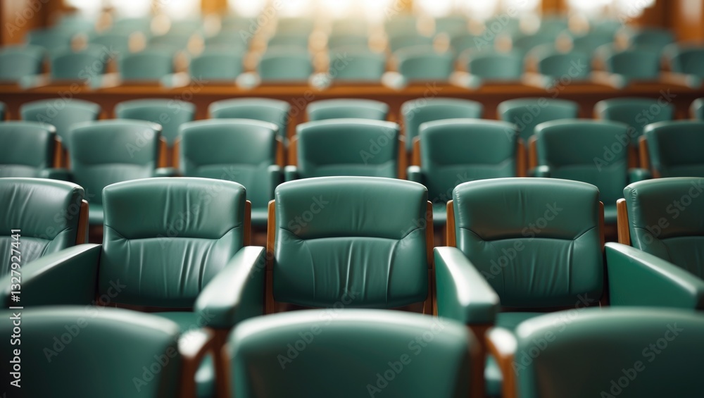 Fototapeta premium Empty seats in a hall. Rows of seating. Classroom for learners.
