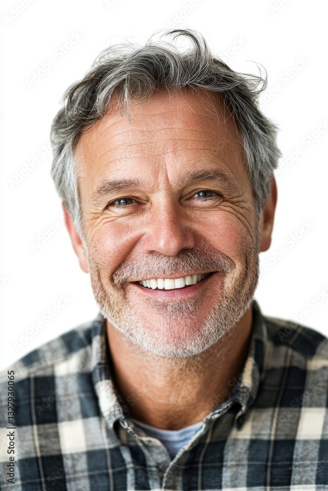 Happy Mature Man Smiling, Portrait of a Cheerful Middle-Aged Person Happy Mature Man Smiling, Portrait of a Cheerful Middle-Aged Person