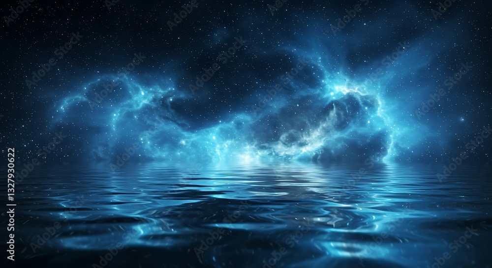 Celestial Reflection: A Serene Nightscape of Stars and Water Celestial Reflection: A Serene Nightscape of Stars and Water