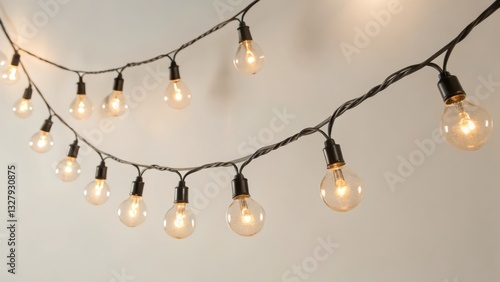 String Lights, Edison Bulbs,  White Background