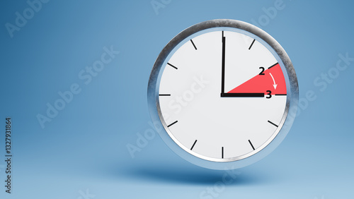 Free Download Daylight saving time concept: Fast forwarding the clock at 2am to 3 am. A red sector with a white arrow indicating the one hour being skipped. Copy space to the left. - GFXLoad