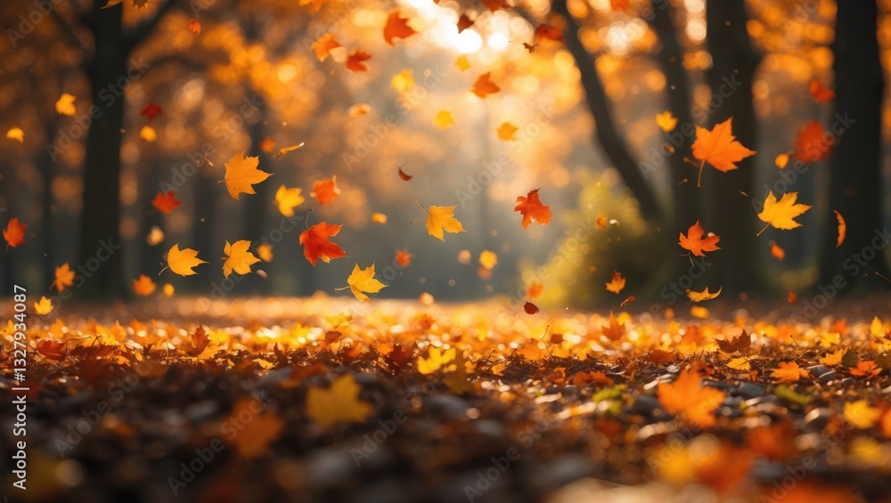 Autumn backdrop featuring trees during the falling season. Autumn backdrop featuring trees during the falling season.