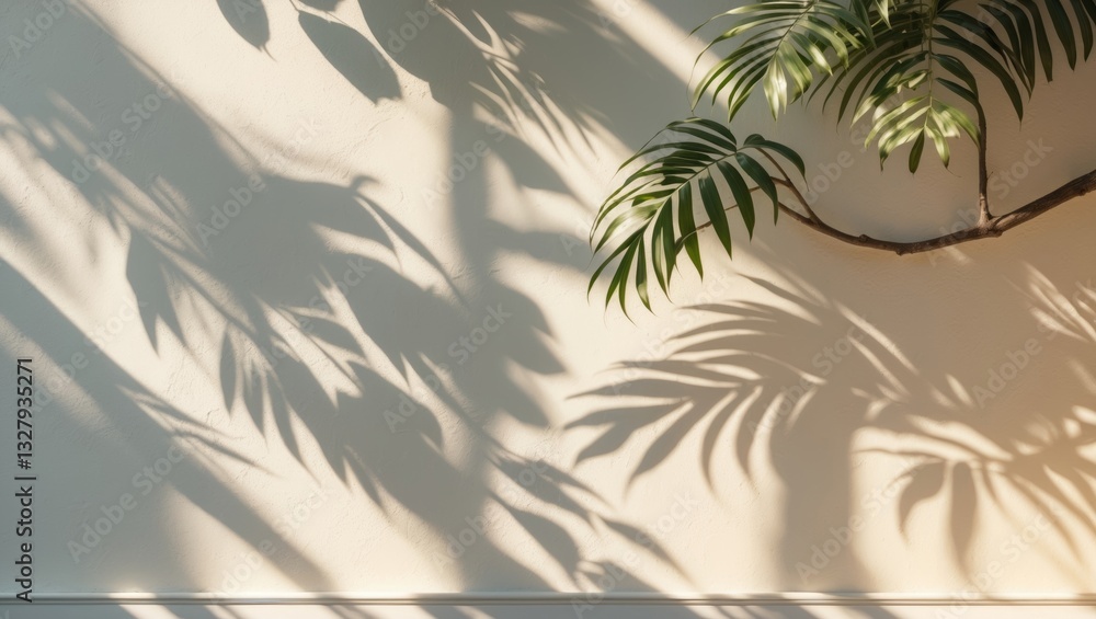 Leaf shadow and light on wall background. Tropical plant leaves and tree branch create shades with dappled sunlight on white wall texture for background wallpaper, shadow overlay effect. Leaf shadow and light on wall background. Tropical plant leaves and tree branch create shades with dappled sunlight on white wall texture for background wallpaper, shadow overlay effect.
