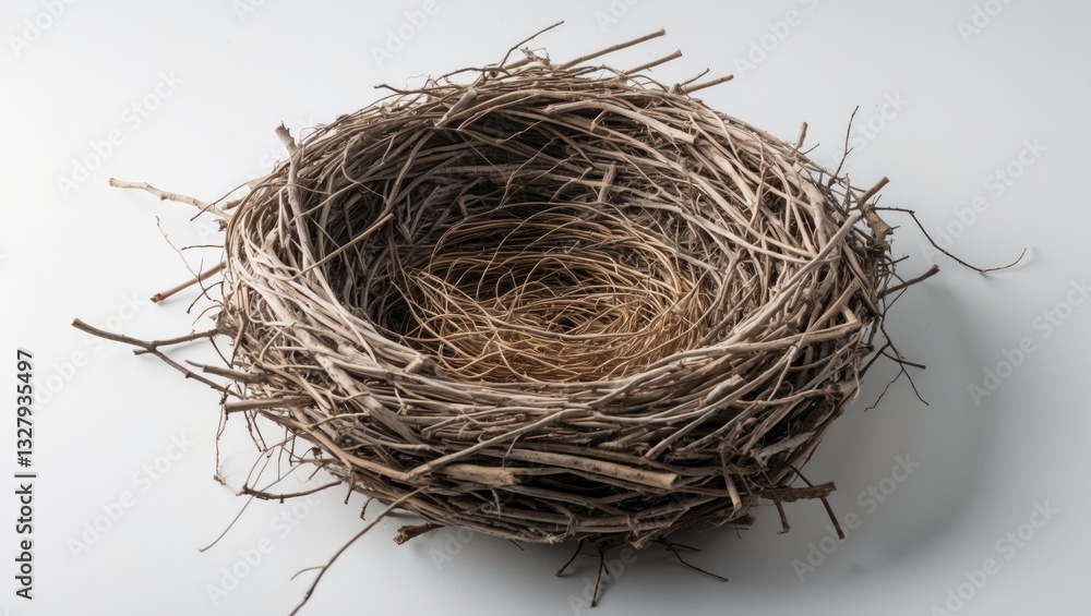 Obraz premium Naked bird's nest on a white background