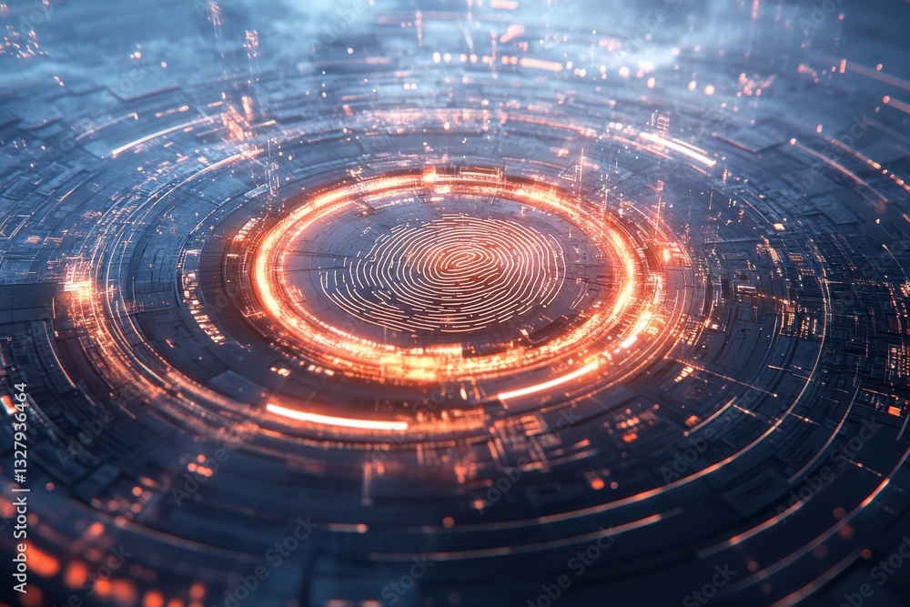 Abstract Technology Background with Circular Pattern and Glow Effects Abstract Technology Background with Circular Pattern and Glow Effects
