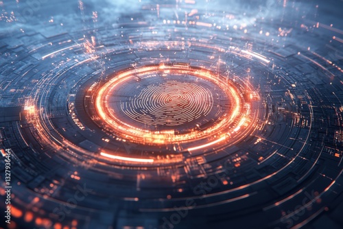 Abstract Technology Background with Circular Pattern and Glow Effects